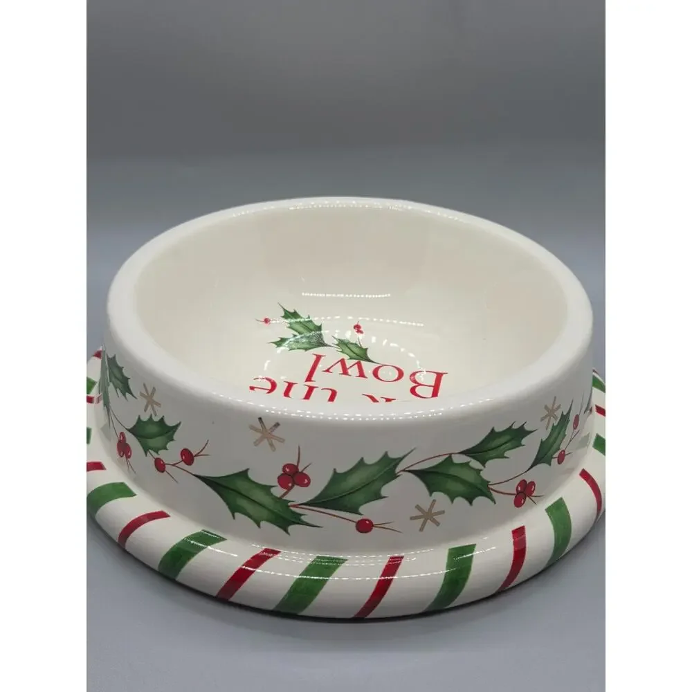 Lenox Christmas Holiday Pet Dog Bowl “Lick The Bowl” 7